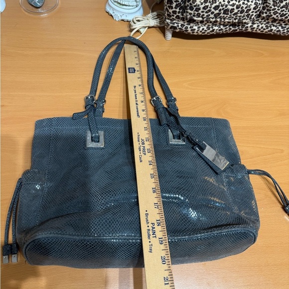 Calvin Klein Black and Silver Leather Tote with Distressed Finish - Picture 8 of 8